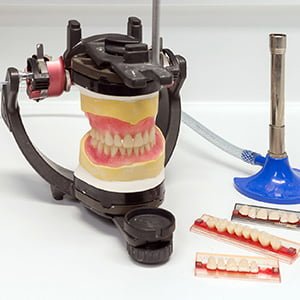 A pair of dentures that look exactly like real teeth